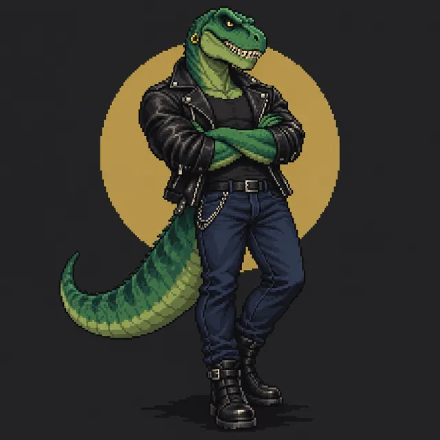 Dino นักบิด pixel · Pixel art